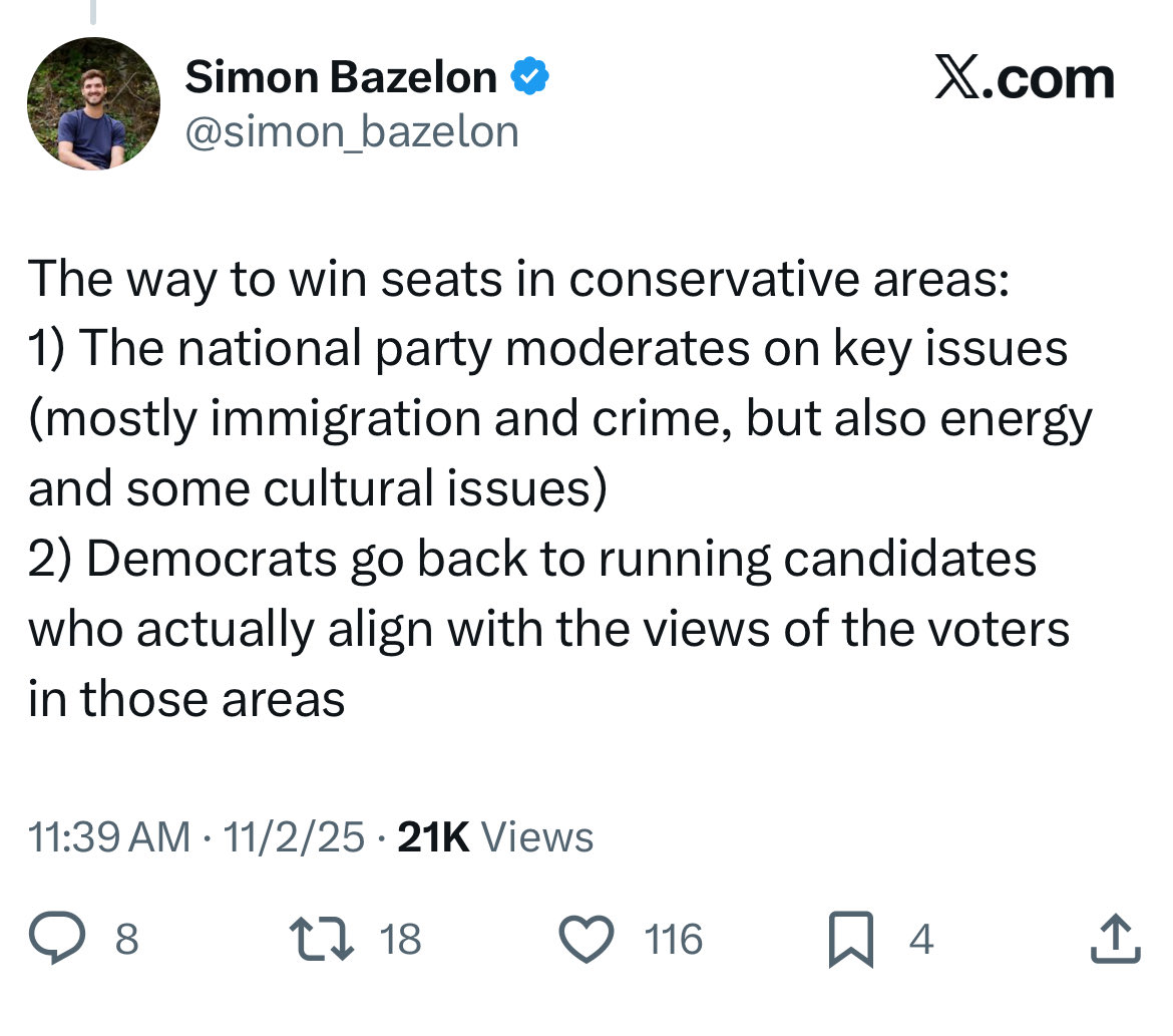 ElMas1201's tweet photo. Moderate in what way(s) exactly, and to what extent? The dead horse I keep beating is that at some point, if you “moderate” far enough your stated policy positions become indistinguishable from your ostensible political opponents’. https://t.co/EEuypr3M8X