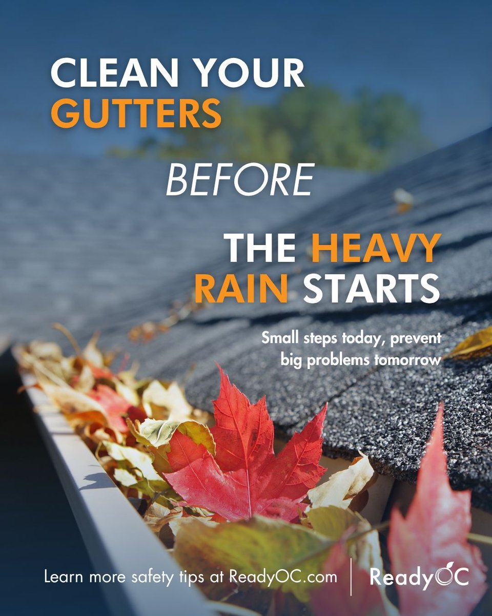 🌧️ The rainy season is here, OC!

Before the first storm hits, make sure your gutters and drains are clear.

When gutters clog, rainwater has nowhere to go and it can back up under your roof, seep into walls, and cause costly water damage to your home. 🏠

A few minutes of