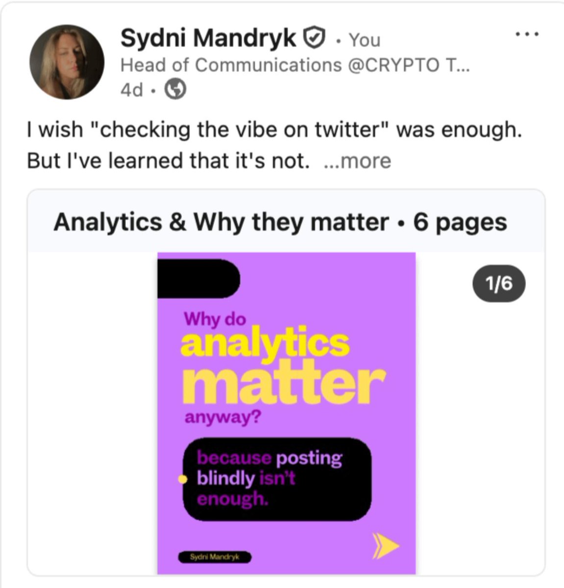 sydnithekiid's tweet image. will X ever let us do carousels??
all the good stuff is gonna end up on LinkedIn