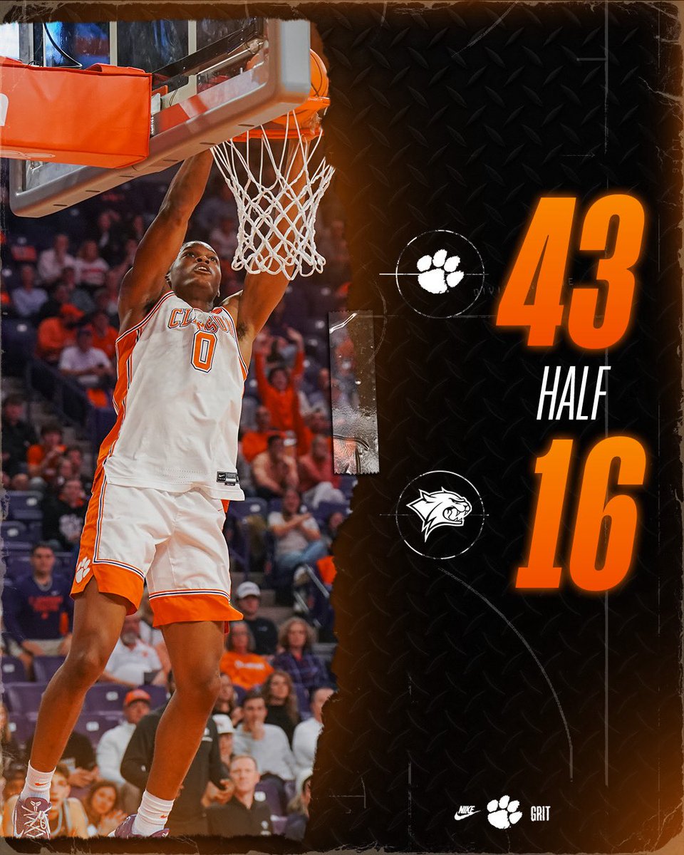 ClemsonMBB's tweet image. 🆙 at the half