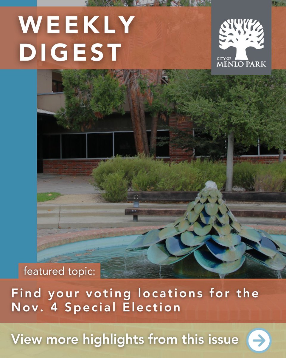 CityofMenloPark's tweet image. View this week’s #WeeklyDigest: publicinput.com/Email/n606811 and subscribe: publicinput.com/weeklydigest