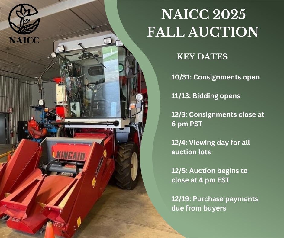 NAICC Fall Auction consignments are open! 

naicc.hibid.com