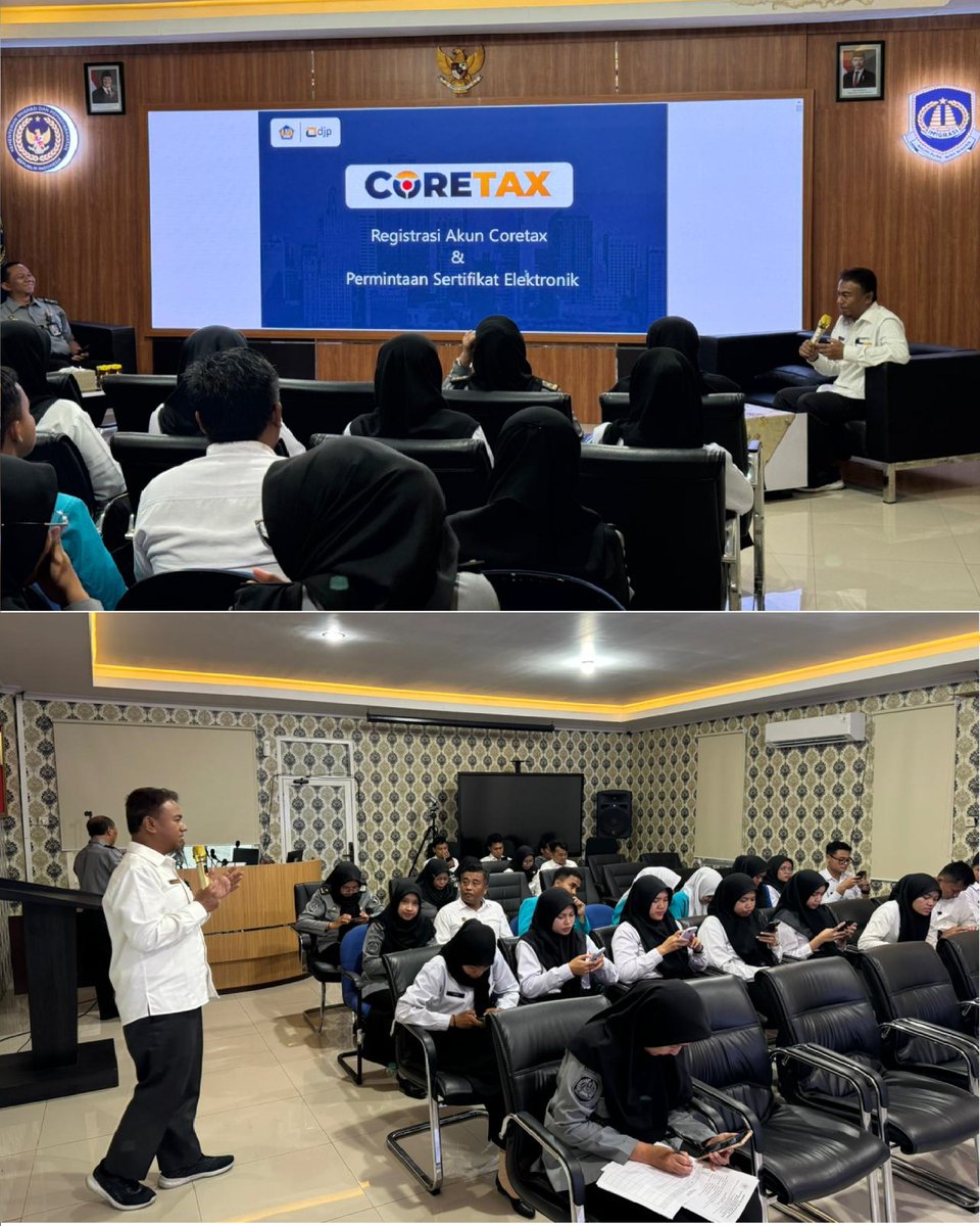 pajakjember's tweet photo. Penyuluh Pajak Nanang Maulana menyampaikan materi seputar aktivasi akun Coretax, registrasi Kode Otorisasi/Sertifikat Digital, serta simulasi pelaporan SPT Tahunan Orang Pribadi. https://t.co/OJC50NfCCR