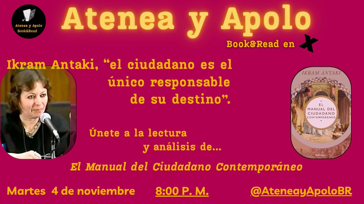 Marimarfgp's tweet image. Mañana tenemos una cita a las 8:00 p.m., en @AteneayApoloBR 
#ClubDeLectura
#LibrosYLecturas
