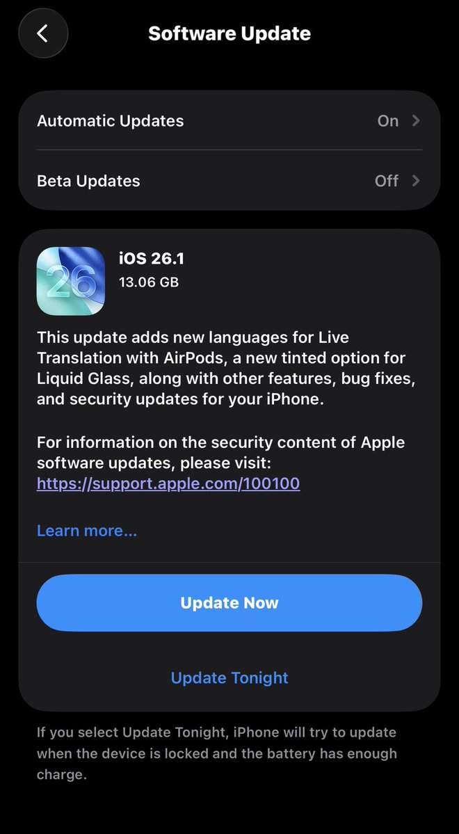 Nitin_Juneja's tweet image. Finally Arrived..
#Apple #iOS26update