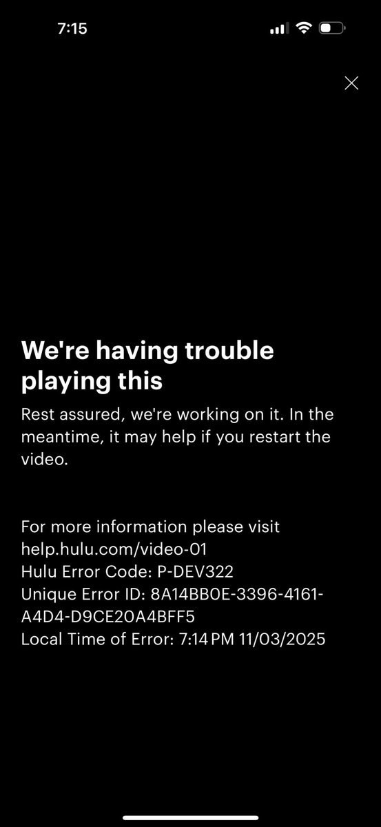 KrisFromKS's tweet photo. @hulu_support @KansasSportsFan @JayhawkSlant @hulu Not working on my tv, my phone, my Apple TV, or my fire stick. WTF?! https://t.co/HSm3wvPzhc