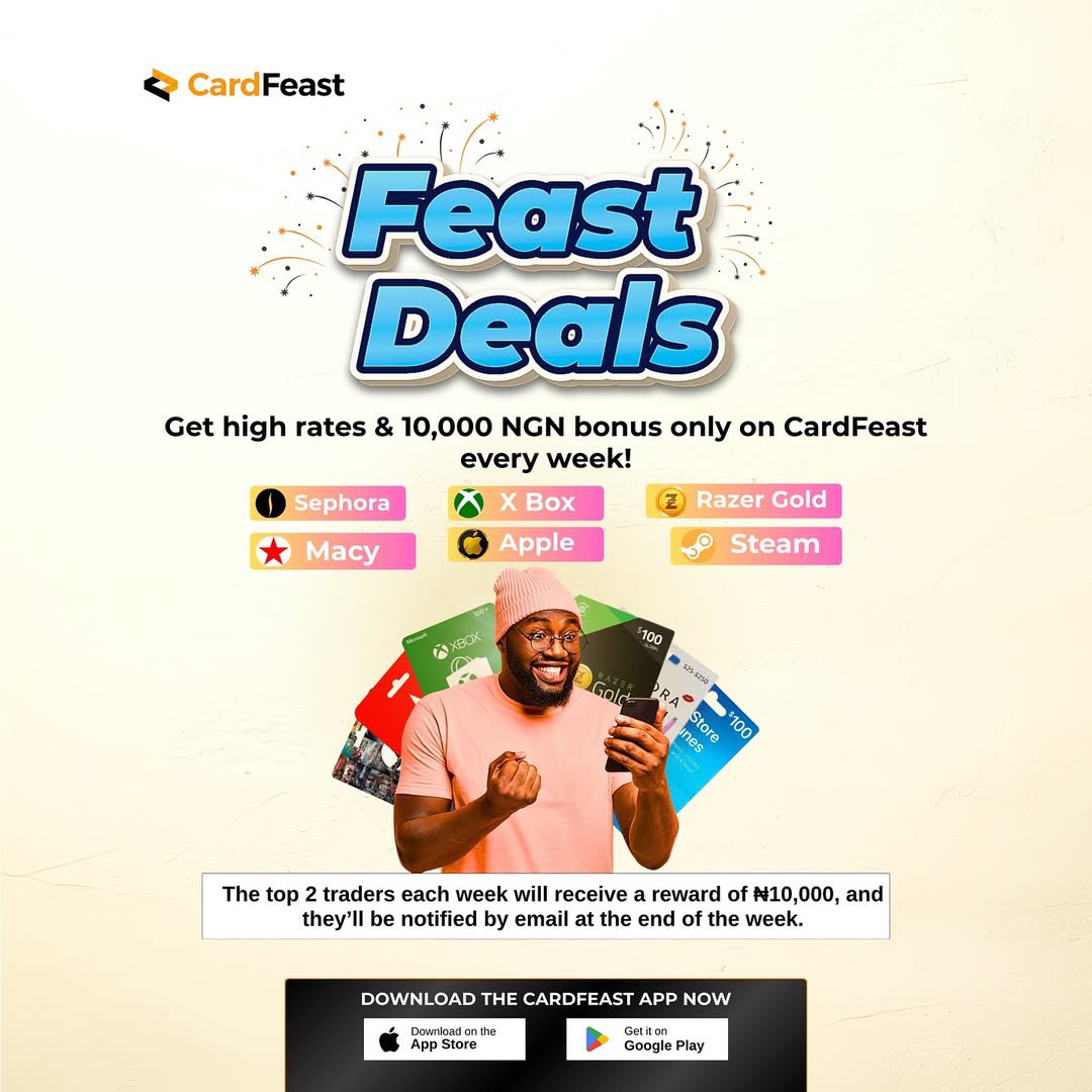 cardfeast's tweet photo. RATES AS AT 2AM 04/11/25 β€οΈβπ₯π₯π₯
Join the CardFeast Weekly Trader Challenge & win β¦10,000 cash!
Every trade gets you closer to the top.
#Steam #GiftCardTrading #CardFeast #TradeToWin https://t.co/YqODD8jU6I
