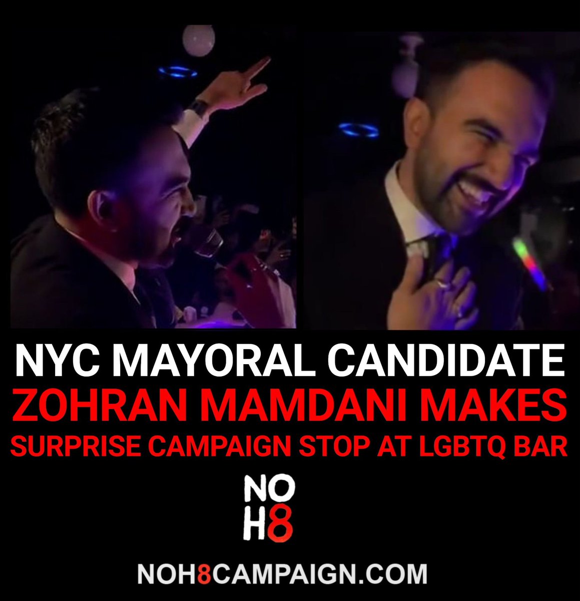 NYC Mayoral candidate Zohran Mamdani made a surprise campaign stop at an LGBTQ bar, visiting the venue to speak with patrons, highlight his campaign priorities, and encourage civic participation ahead of the city’s 2025 mayoral election #NOH8