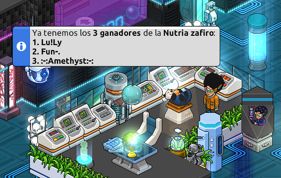 🌃 ¡Te presentamos los ganadores de la Nutria zafiro del 19° Aniversario: Neo-Habtium en <a href="/ESHabbo/">Habbo ES/MX</a>!

1⃣ Lu!Ly
2⃣ Fun-.
3⃣ :-:Amethyst:-:

👾 ¡Felicidades! Han sido los más rápidos en combatir a CiberAI. @---Andre---@ se pondrá en contacto para la entrega. neo.habtium.es