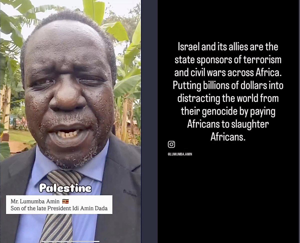 If you want to know what’s going on in Africa, ask Africans.
———————————————-
Listen to Mr Lumumba Amin
Son of the late President Idi Amin Dada

I'm going to say this again. 

If you want help the people of Sudan, free Palestine.

If you want to have two people of Congo—free