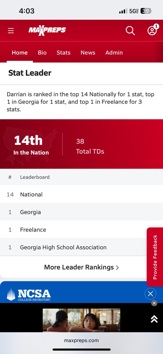 darrianroberts5's tweet image. End of season stats-
1,708 Yards 
12.6 YPC
38 Total Touchdowns
Thank You to my OL.@KieranJohn13931 @ReinhardtFB @JesseSchoberTU @quantwilliams4 @RecruitGeorgia