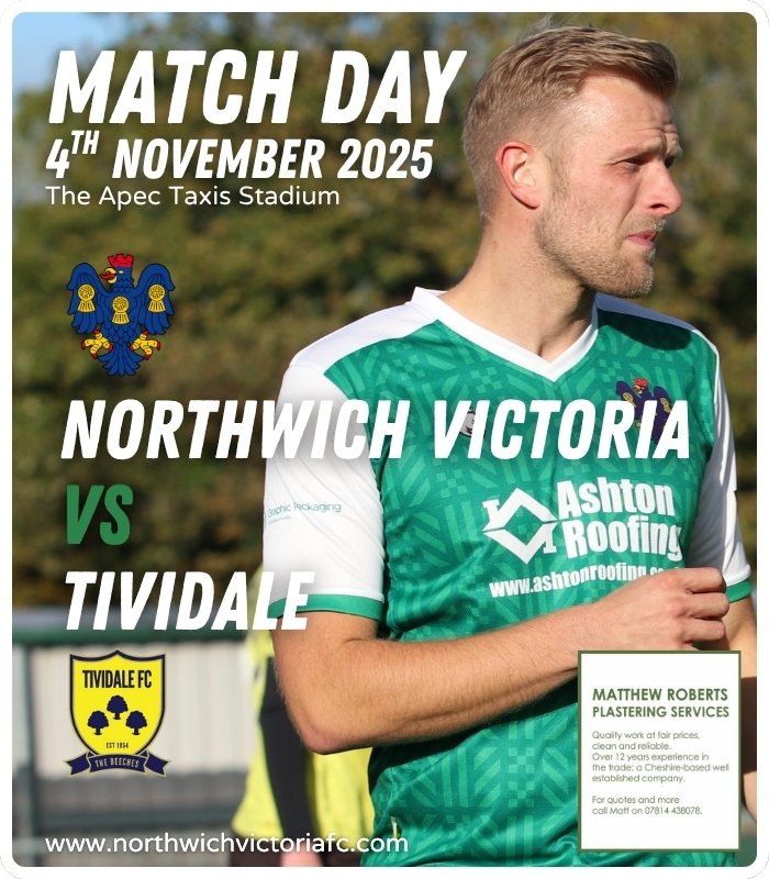 𝐓𝐔𝐄𝐒𝐃𝐀𝐘 𝐍𝐈𝐆𝐇𝐓 𝐋𝐈𝐆𝐇𝐓𝐒

Join us tonight for some league action as we take on Tividale FC.

🆚 | <a href="/TiviFCofficial/">Tividale FC 💛💙</a> 
⏰ | 19:45 KO
🏟️ | Apec Taxis Stadium
💰 | £10 Adults, £7 Concessions
🤝 | Matty Roberts Plastering &amp; Paddy Hope

#Vics | #Trickies | <a href="/MidlandLeague/">Capelli Sport Midland Football League</a>