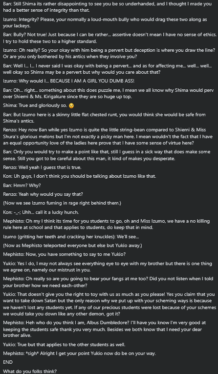 Here is a little alternate ending for Blue Exorcist Season 3. 

<a href="/BrianBeacock/">Brian Beacock</a> <a href="/KiraBuckland/">Kira Buckland ★</a>