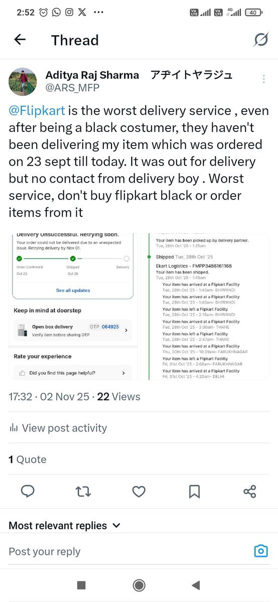 ARS_MFP's tweet photo. @theskindoctor13 @Flipkart Worst is they give automated responses, they have not been delivering my air purifier even when it's at the the nearest hub since last 5 days. Let's all start the trend #boycottflipkart 

https://t.co/dItbVFHSCm https://t.co/4rA3t527yj