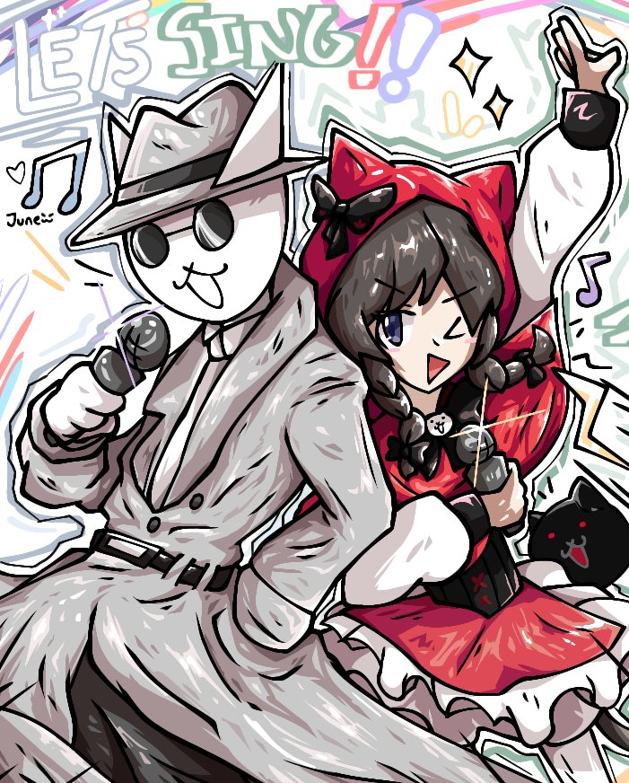 Duo with mics 
#thebattlecats 
#にゃんこ大戦争