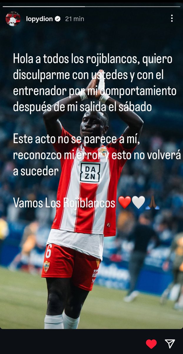 En caliente y en tensión son cosas que suelen pasar, pero en frío uno lo acepta y pide perdón. 

Aún así, eso no cambiará nada para mí, yo siempre estaré en el barco de Don <a href="/DionLopy/">Dion Lopy</a>, y con él me voy al fin del mundo si hace falta

Juntos haremos grandes cosas, seguro. Vamos ❤️🤍