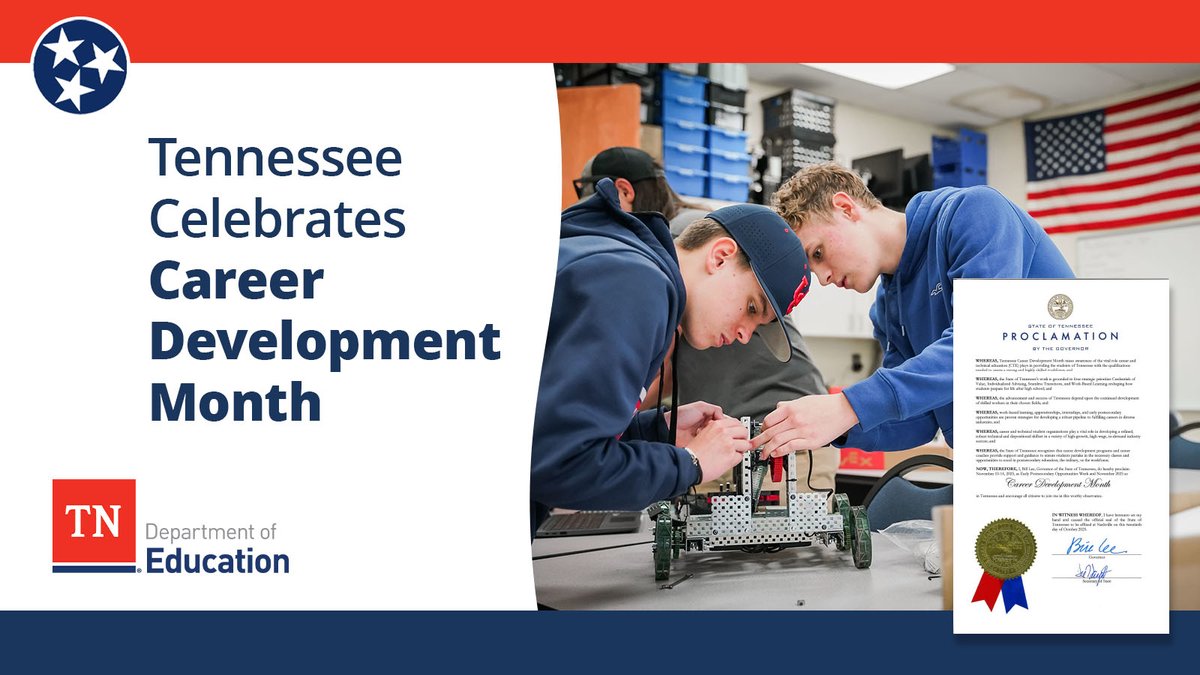 November is #CareerDevelopmentMonth. 🎉Join us in celebrating the college and career
prep programs that allow Tennessee students to pursue their passions. #AcceleratingTN <a href="/janiceEpperson3/">Janice Epperson</a>