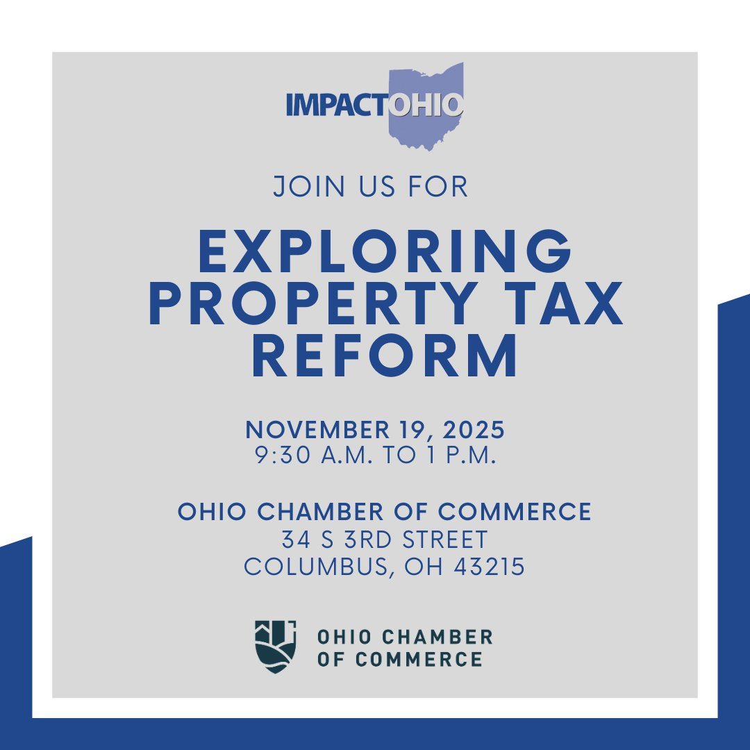 Ohio’s property tax system is facing its biggest reform push in decades. Join us Nov. 19 for Impact Ohio: Exploring Property Tax Reform — a half-day forum on policy proposals, fiscal impacts &amp; the future of Ohio’s funding framework.
🔗 bit.ly/4nACHe0