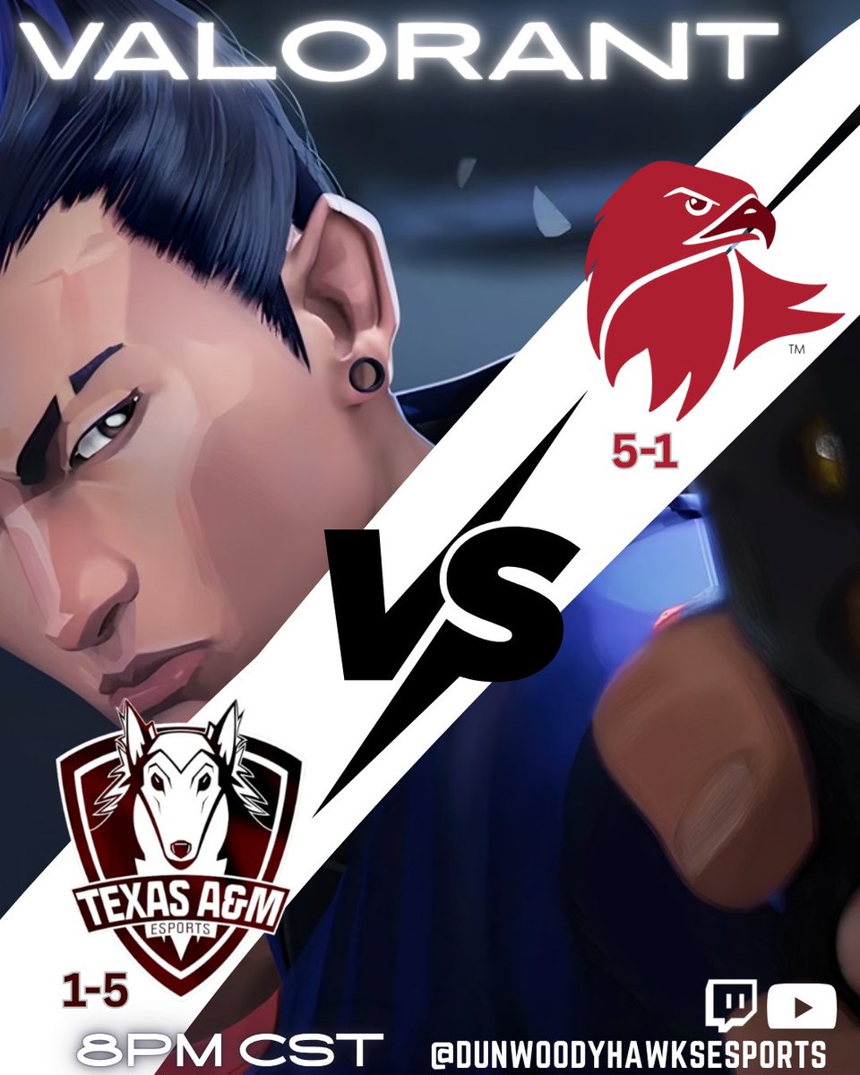 DunwoodyHawks's tweet image. The last regular season Valorant game of the season is tonight at 8pm ct! Tune in as we get ready for playoffs next week!

twitch.tv/dunwoodyhawkse…
youtube.com/@dunwoodyhawks…

#esports #valorant #BornToDo #BornToFly #collegeesports #collegelife