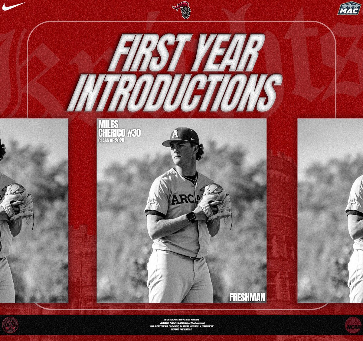 Next up is Pitcher, Miles Cherico!

Miles is a Freshman this year out of Ridgefield, Connecticut. He attended Ridgefield High School where he pitched 18 innings, struck out 22 with a 2.33 ERA. This past summer he played with the Ridgefield Thunder. Miles will be wearing number 30