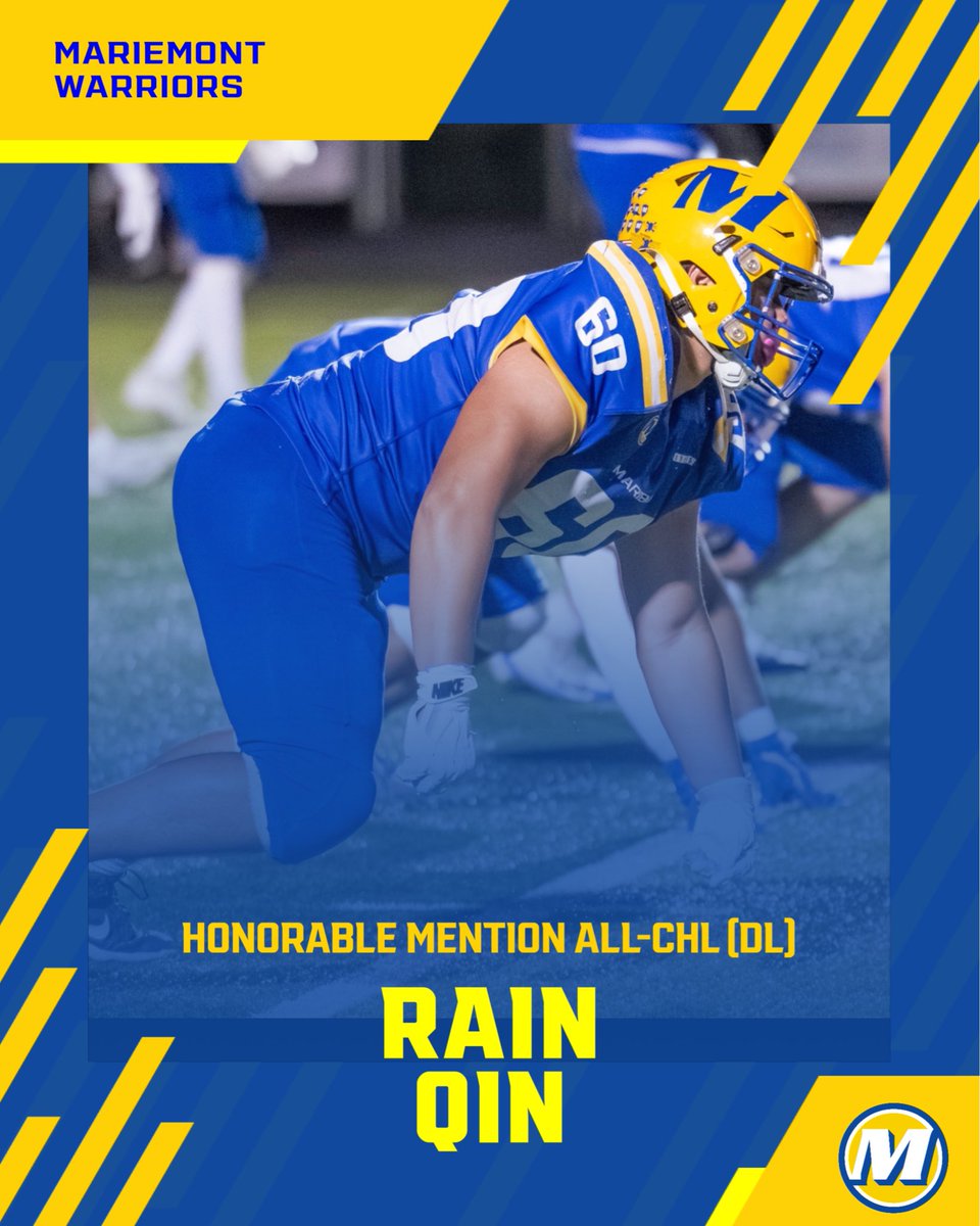 Rain Qin (JR)
Defensive Line

52 total tackles (7 solo)
2 TFL

A force on the DL all season! Well deserved, Rain!