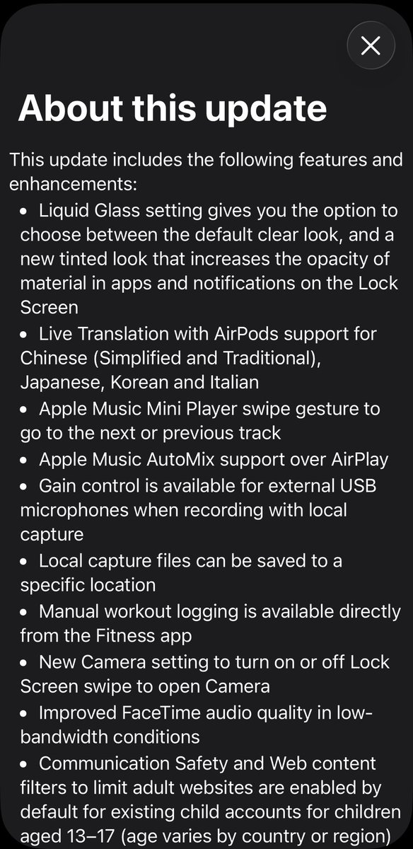iOS 26.1 Is available for download