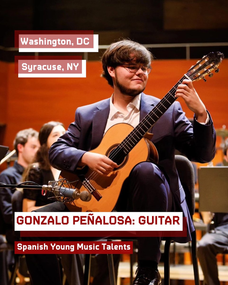 🎸Spanish guitarist <a href="/GonPenalosa/">Gonzalo Peñalosa</a>, winner of <a href="/jmspain_/">Juventudes Musicales de España</a> and 30+ international awards, is coming to the U.S.! 🇪🇸✨ Catch him live in
📍 <a href="/LeMoyne/">Le Moyne</a>, Syracuse, NY (Nov 11–15)
ℹ️ bit.ly/SYMTGonzaloPeñ…
📍 Spanish Cultural Center in Washington, D.C. (Nov 18)
ℹ️ bit.ly/SYMTGonzaloPe%…