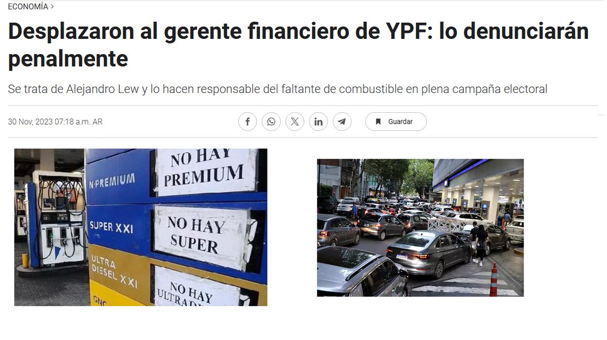 El que dejó sin nafta en momento crítico de la campaña de 2023. Me emociono es mas termo que nosotros