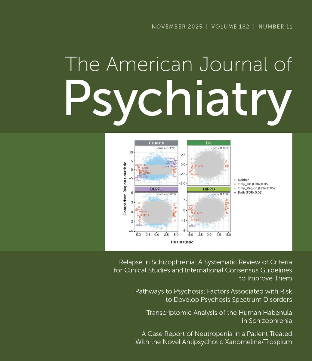 lahuuki's tweet photo. Big news! Our paper from @LieberInstitute  ‘Transcriptomic Analysis of the Human Habenula in Schizophrenia,’ is the cover story for the American Journal of Psychiatry’s November issue! 🧠 🍂#HabenulaLIBD #snRNAseq #Habenula    
🔗https://t.co/LmrbyK8Kta https://t.co/I9Fd7fts4n