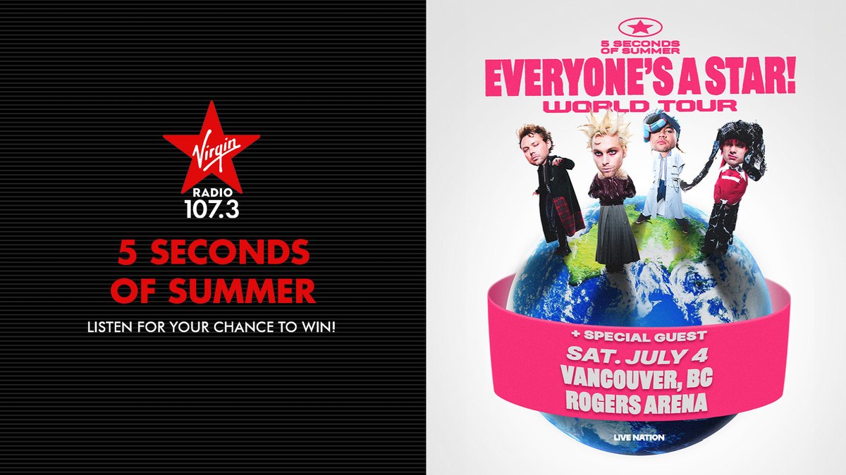 GUESS WHO'S COMING TO VANCOUVER?! 🤩 

Multiplatinum legends <a href="/5SOS/">5 Seconds of Summer</a> are bringing their 'EVERYONE'S A STAR!' world tour to Rogers Arena on July 4th, 2026! 

Listen to Afternoons with Angelia Rai ALL WEEK for your chance to WIN a pair of tickets!

Details at 1073VirginRadio.ca