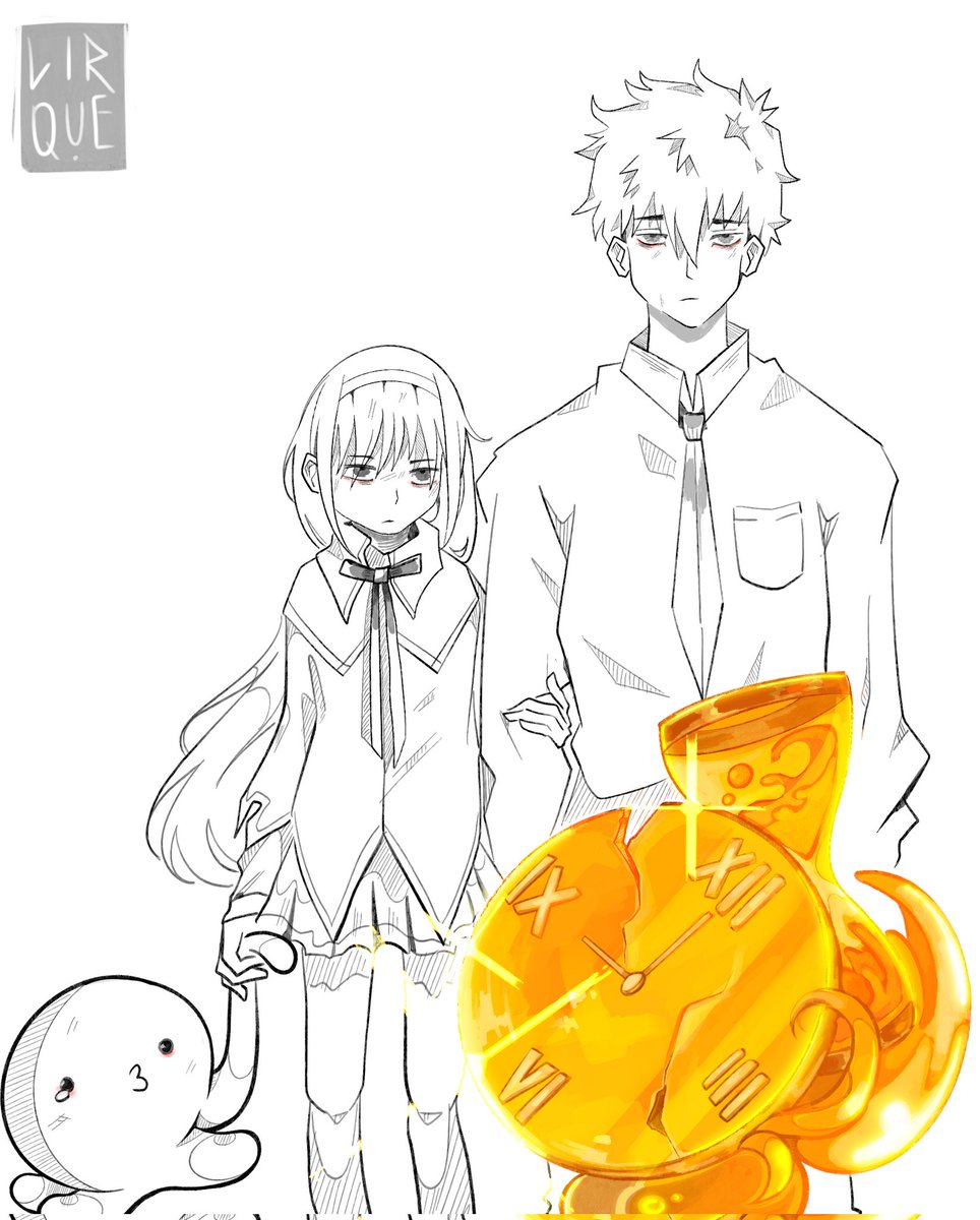 DAY 31 
AWARD
Maybe I didn’t make it before the end of October, but I’m proud of myself. At least I tried. Just like they did. They tried so hard that they even got an award for it.
#Inktober2025 #takopi #linkclick #shiguangdailiren #madoka #homura #fanart