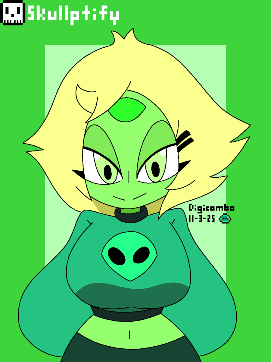 Here's a sketch of <a href="/Skullptify/">Skullptic 💀</a> cute design of Peridot :D

#stevenuniversefanart