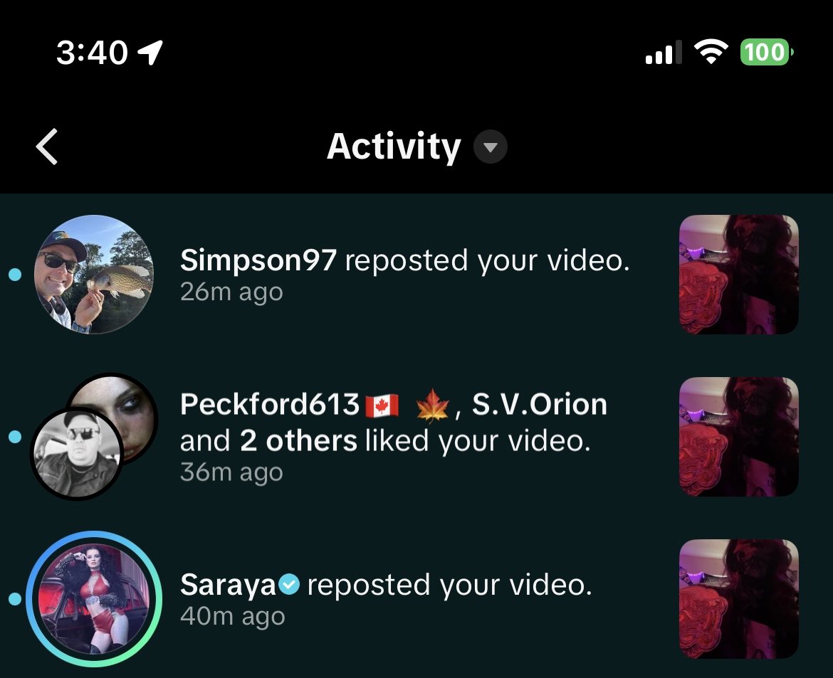 Went to check on my backup account on TikTok and I saw that <a href="/Saraya/">SARAYA</a> reposted my video! Thank you SO much sis! 🫶🏼🖤