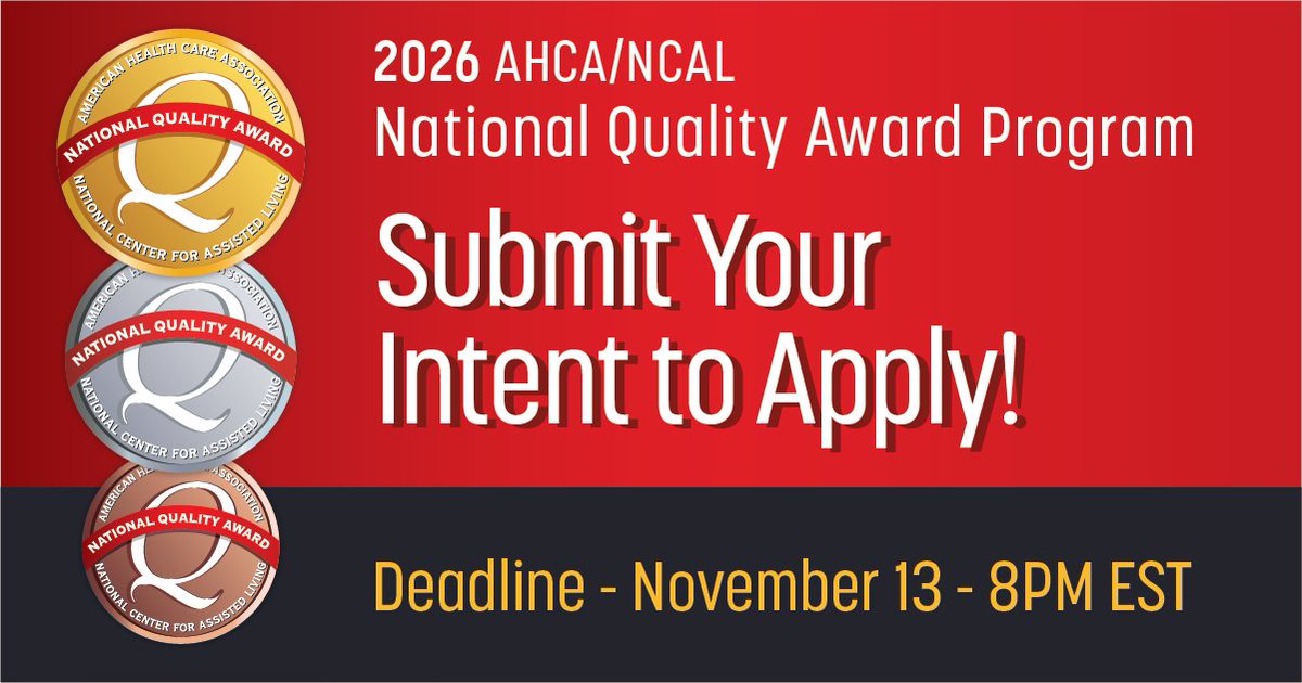 📢 ANHA Members:

Don’t miss your chance! Submit your 2026 <a href="/ahcancal/">AHCA/NCAL</a> Quality Award Intent to Apply by Nov. 13 at 8 PM ET to
receive a discounted application fee and more.

👉 Submit here: ahcancal.pulse.ly/cy03llplux

#QualityAward #LongTermCare #ANHAMembers