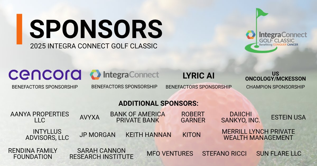 ConquerCancerFd's tweet image. The 2025 Integra Connect Golf Classic is supported by these incredibly generous sponsors who believe in our mission to conquer cancer. This year &amp;gt;$1M was raised to help support cancer research! Learn more about this impactful event: brnw.ch/21wXaKM