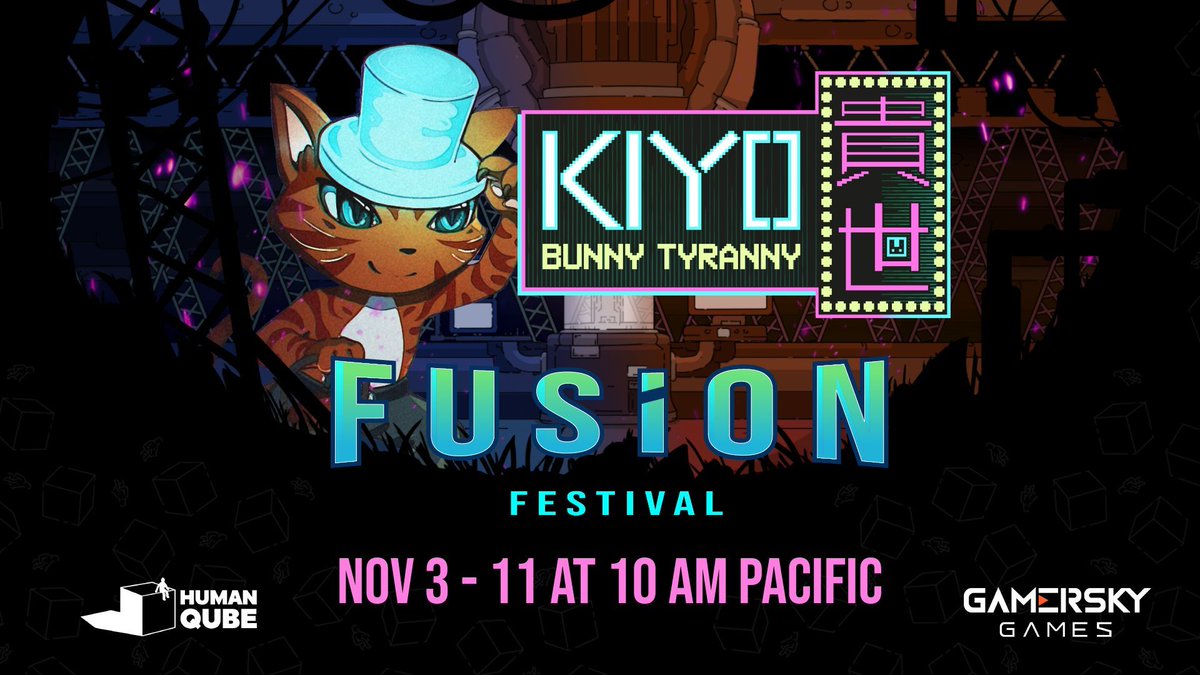 KIYO - Bunny Tyranny is part of the Metroidvania Fusion Festival!
With it's perfect blend of platforming, stealth, exploration, and satire, it's never been a better time to try the demo and add KIYO - Bunny Tyranny to your wishlist on Steam!

#MetroidvaniaFusion