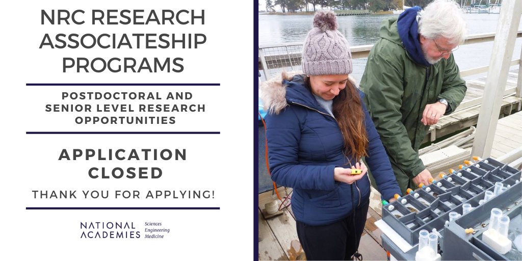 Applications have now closed! Thank you for applying to <a href="/theNASEM/">National Academies</a> #NRC #Research Associateship Program!