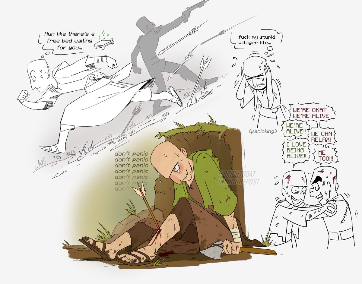 bright_goat's tweet image. my villager and illager OCs, i put them through existentialism and stupid doodles
#Minecraft