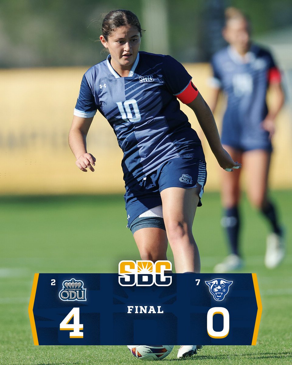SunBelt's tweet image. 𝗠𝗢𝗡𝗔𝗥𝗖𝗛𝗦 𝗠𝗢𝗩𝗘 𝗢𝗡.

No. 2 seed @ODUWomensSoccer takes down No. 7 seed @GSU_Soccer, 4-0, to reach the #SunBeltWSOC semifinals for the fourth straight season. ☀️⚽️