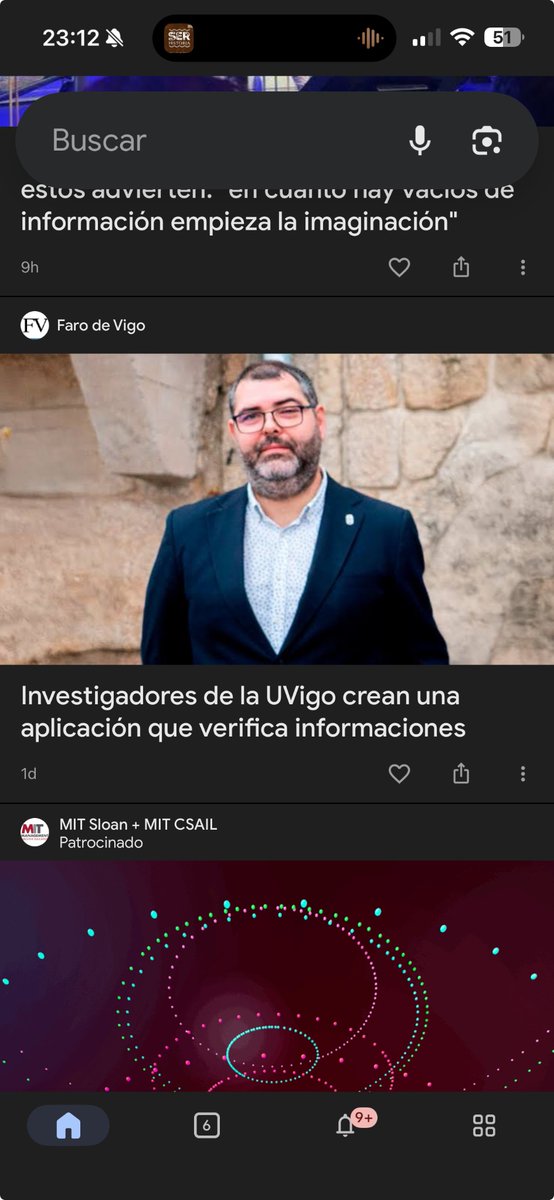 Saín en Google Discover. Acabo de pasarme internet!