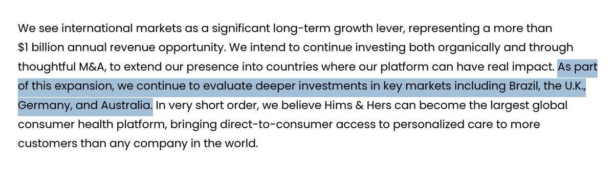 himshouse's tweet photo. 🚨 $HIMS IS OFFICIALLY EYEING EXPANSION INTO BRAZIL + AUSTRALIA

Hims is considering doubling down in the U.K. and Germany as well. https://t.co/t6e8hP4Moy