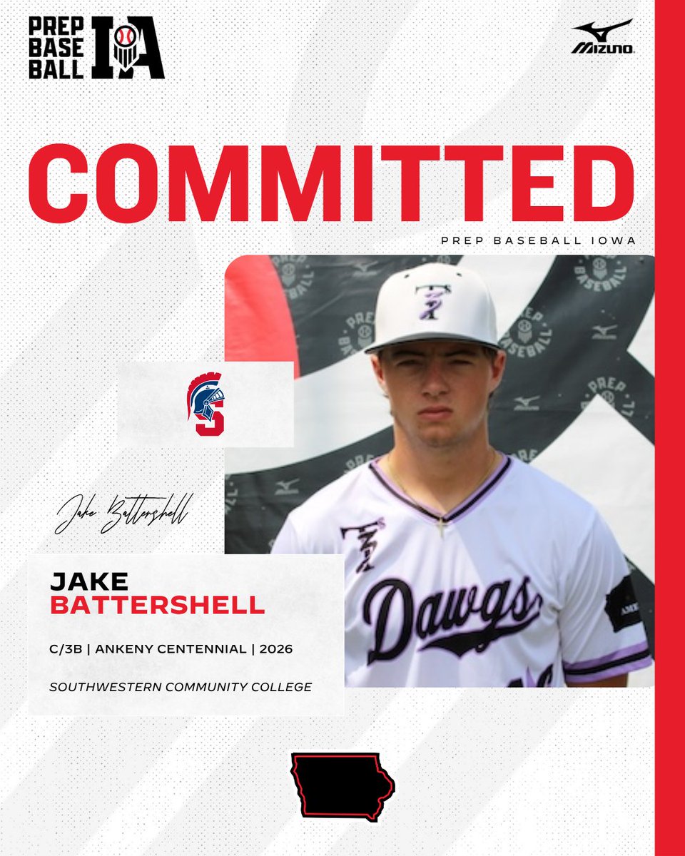 🎓𝐂𝐨𝐦𝐦𝐢𝐭𝐦𝐞𝐧𝐭 𝐖𝐚𝐭𝐜𝐡🎓

Jake Battershell (2026, C/3B, Ankeny Centennial) commits to Southwestern Community College.

👤 loom.ly/eJ1-k_Y

<a href="/jakebattershell/">Jake Battershell</a> ✖️ <a href="/SWCC_Baseball/">Southwestern Baseball</a>