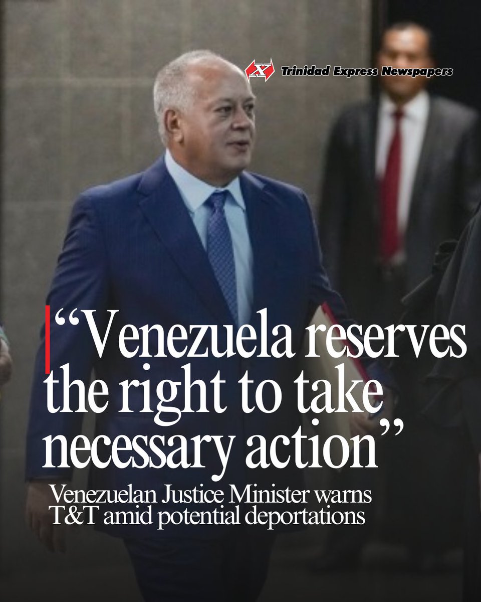 Venezuelan Minister of Justice Diosdado Cabello has advised T&amp;T Prime Minister Kamla Persad-Bissessar to refrain from 'meddling' in Venezuelan affairs, adding that it reserves the right to take ‘necessary action’ amid planned deportations.

MORE:  trinidadexpress.com/newsextra/vene…