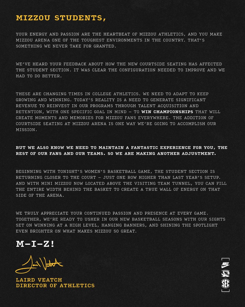 MizzouAthletics's tweet image. Thanks to @_thezou and @The_Antlers for coming to Mizzou Arena today to look at updates to the student section before we start the regular season!

We&apos;re excited to see everyone back at Mizzou Arena this week!

#MIZ 🐯