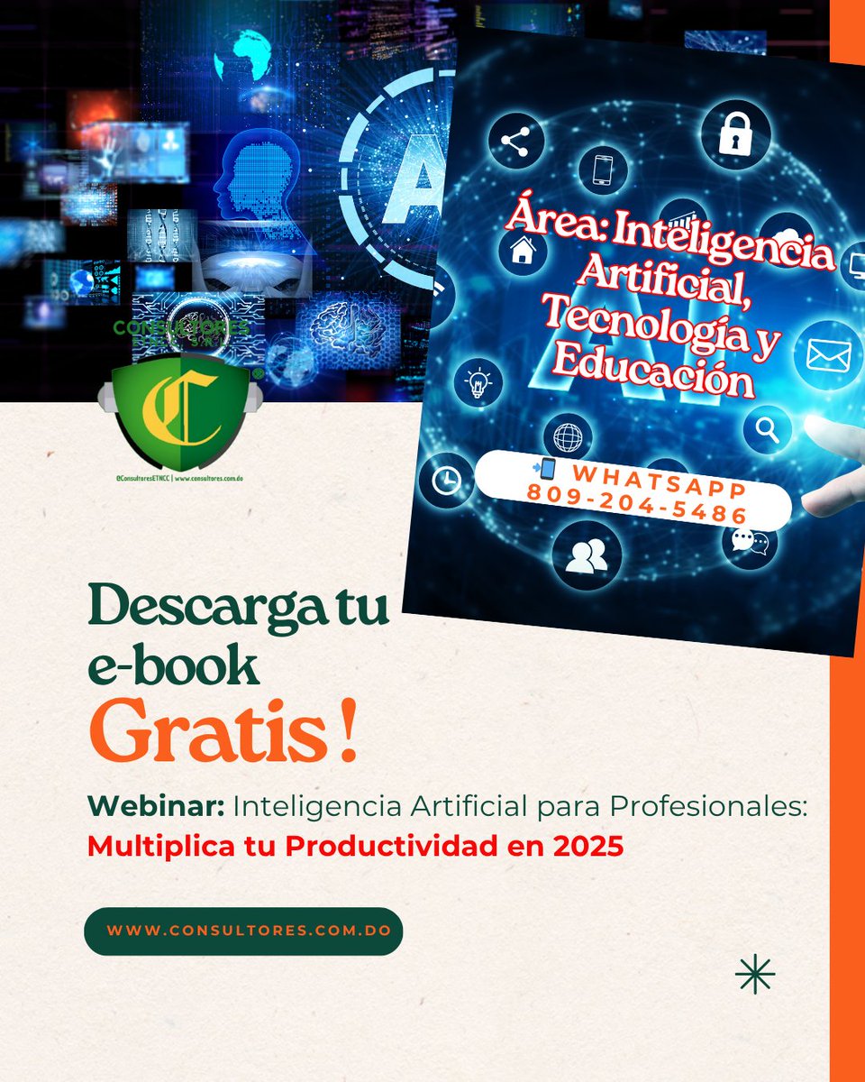 Consultoresetnc's tweet photo. 📚 ¡#WebinarsOnline!
Gratis + Certificado Digital + Guía Digital 🎓
🗓️ Noviembre 2025
 💰 Finanzas | 💼 Emprendimiento | 🤖 Inteligencia Artificial | 🔒 Tecnología Empresarial
👉 https://t.co/YbgG0ez0vU 
 📲 WhatsApp: 809-204-5486
#ConsultoresETNCC #Educación #IA #Finanzas https://t.co/TJC4KOTY7Z