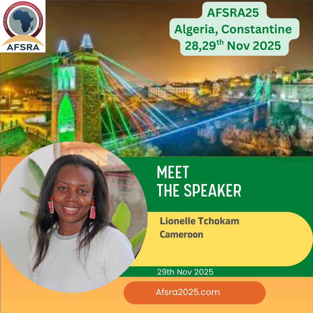 This year we having a real champion for #RegionalAnaesthesia in #Cameroon with her imminent efforts and dedication continue to inspire excellence and innovation across the continent.
We look forward to her valuable contributions <a href="/LionelleTc/">Tchokam Lionelle</a>