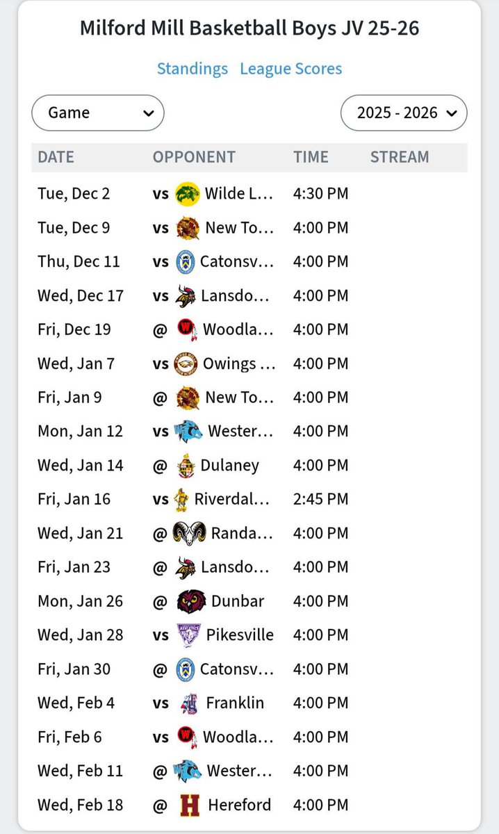Ross2134Ross's tweet photo. Schedule for the 2025-26 Season !!!!!
#2028
#milfordmill https://t.co/b1fhzk462J