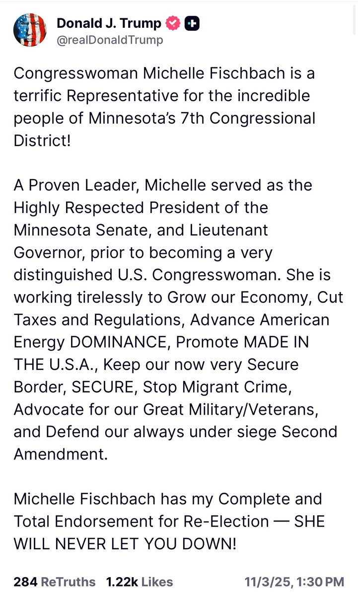 FischbachMN7's tweet image. I am honored to earn the endorsement of President @realDonaldTrump for my work representing the commonsense values of western Minnesota. #MN07 #MAGA #MMGA