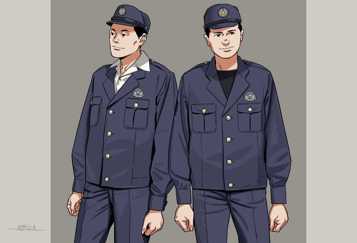 「新しく導入された警察のノーネクタイスタイルが見栄えの点で賛否両論あるので、界隈で」|ほりこうのイラスト