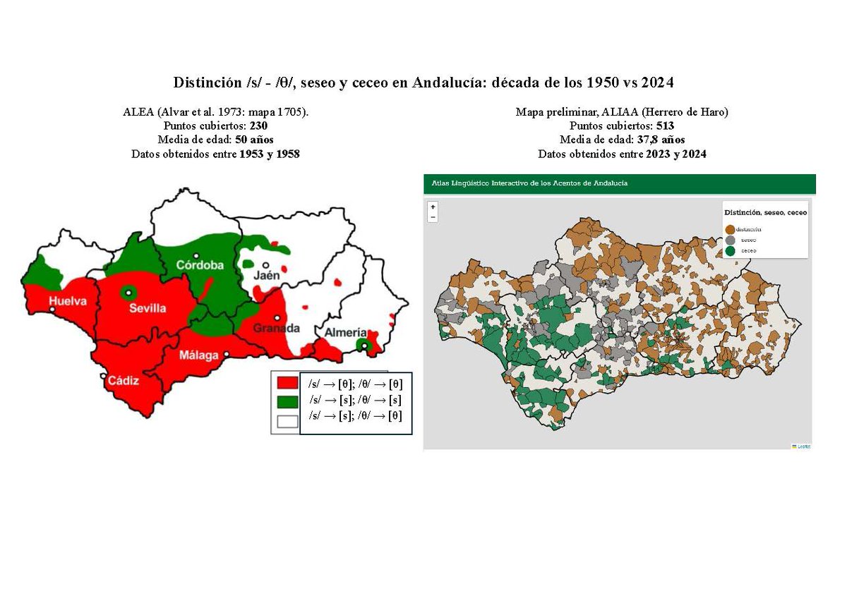 Faltan 1163 audios por analizar pero así está quedando el mapa más importante y uno de los dos más difíciles de hacer del "Atlas Lingüístico Interactivo de los Acentos de Andalucía". El estigma del ceceo hace que muchos hablantes lo "escondan" en las entrevistas.